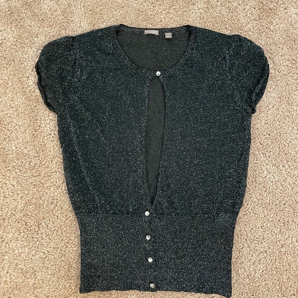 Halogen Black Metallic Sparkle Cardigan